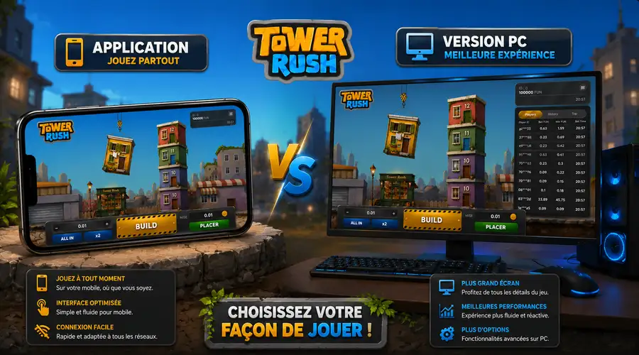 Tower Rush Application vs version PC